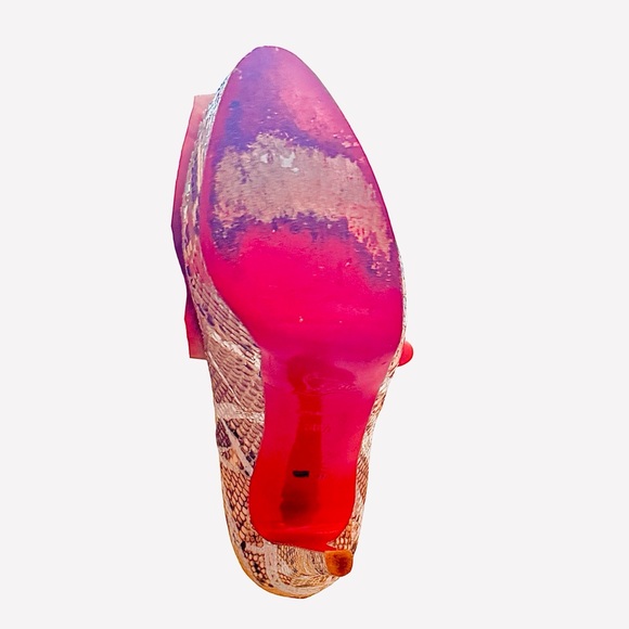 Christian Louboutin Snakeskin Brown Platform Peep-Toe Heels sz40 $389 - Picture 3 of 4